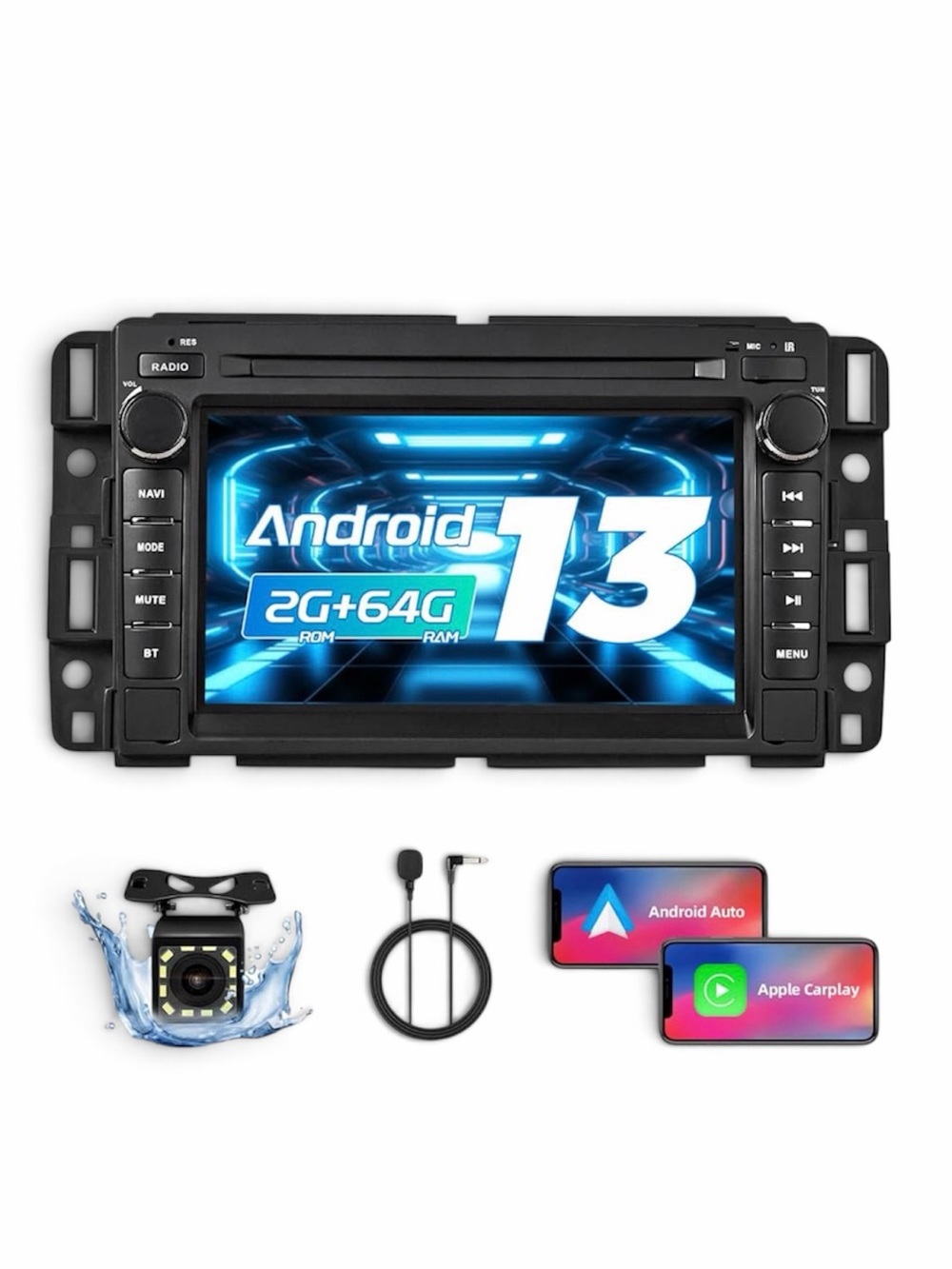 Carplay Monitor 7 Inch Radio Wireless Apple Android Backup Camera Bluetooth ET